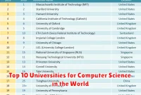 Top 10 Universities for Computer Science in the World